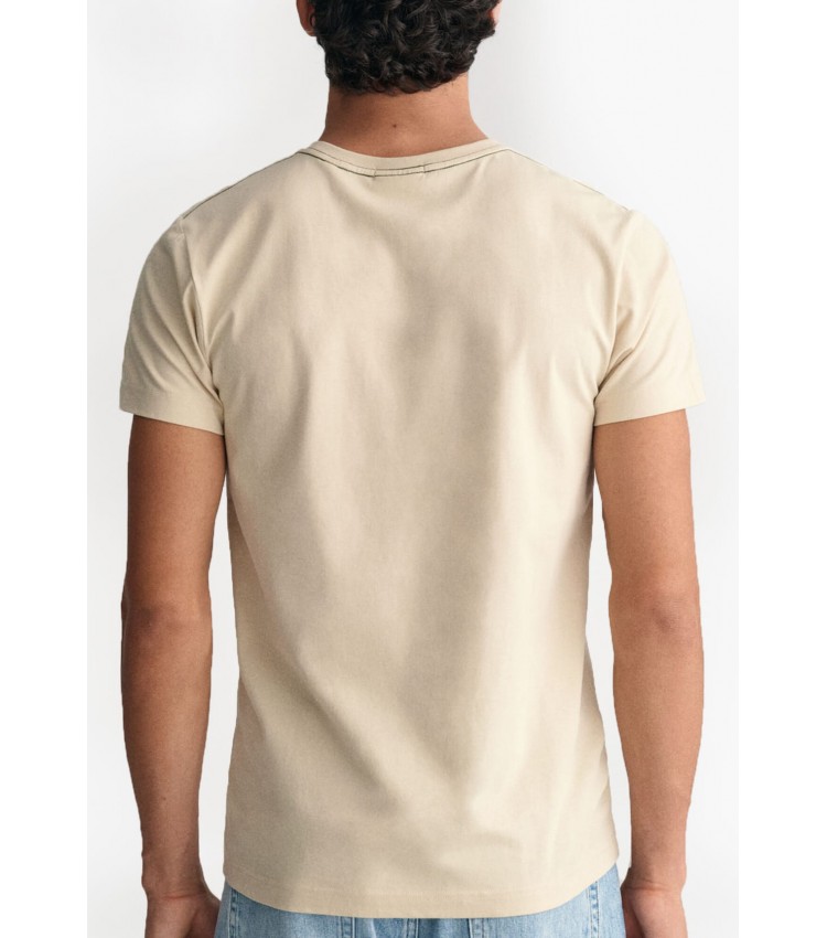 Men T-Shirts Con.Trast Beige Cotton GANT
