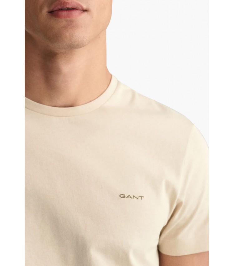 Men T-Shirts Con.Trast Beige Cotton GANT