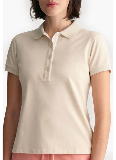 Women Dresses - Bodysuits Pique.Dress Beige Cotton GANT