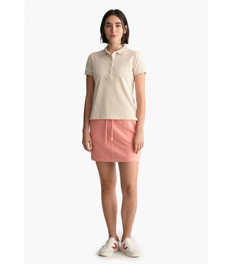 Women T-Shirts - Tops Contrast.Collar Beige Cotton GANT