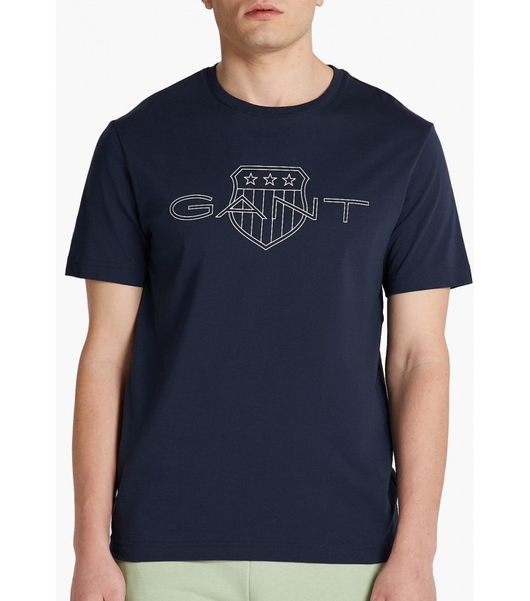 Men T-Shirts Gnt.Ss DarkBlue Cotton GANT