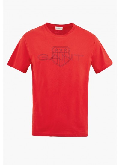 Men T-Shirts Gnt.Ss Red Cotton GANT