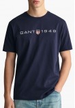 Men T-Shirts Graphic.Ss DarkBlue Cotton GANT