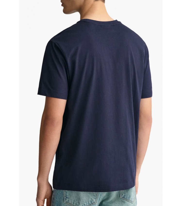 Men T-Shirts Graphic.Ss DarkBlue Cotton GANT