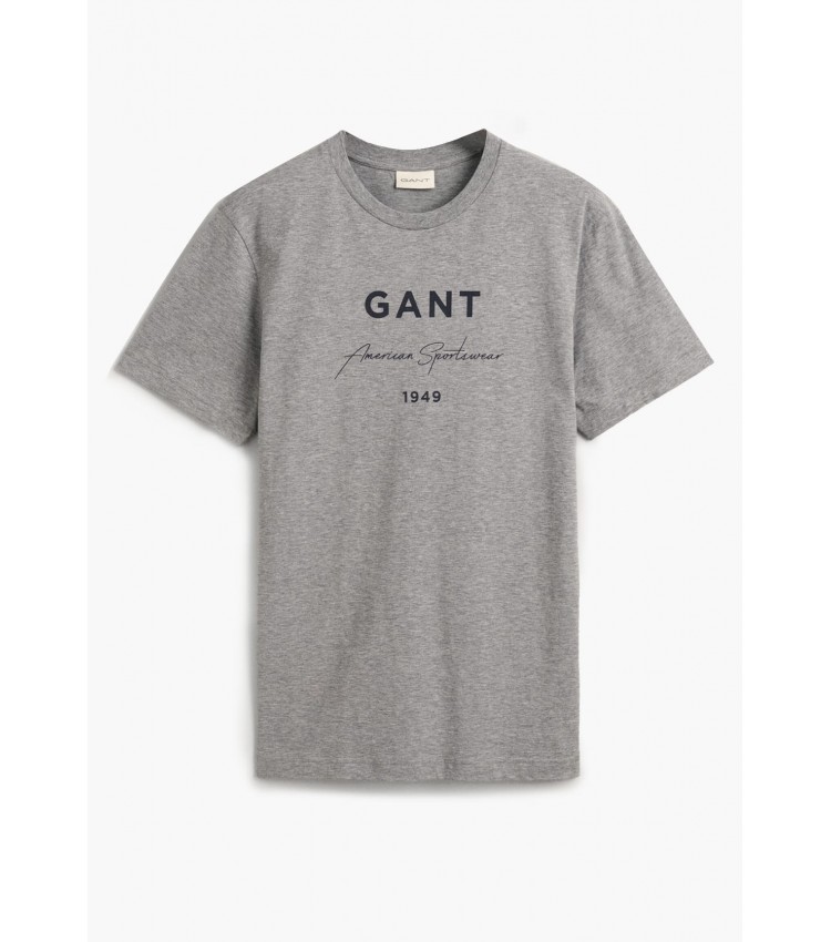 Logo.Printed Grey Cotton GANT