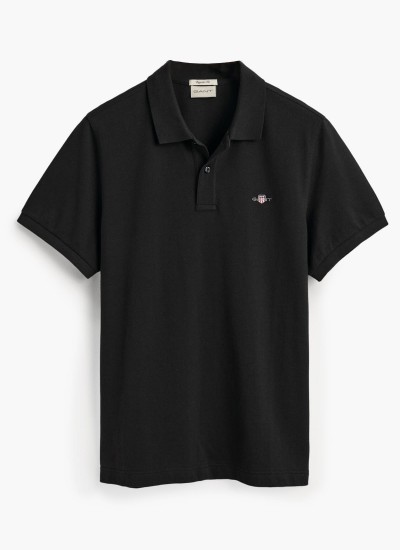 Men T-Shirts Polo.Original.M Black Cotton GANT