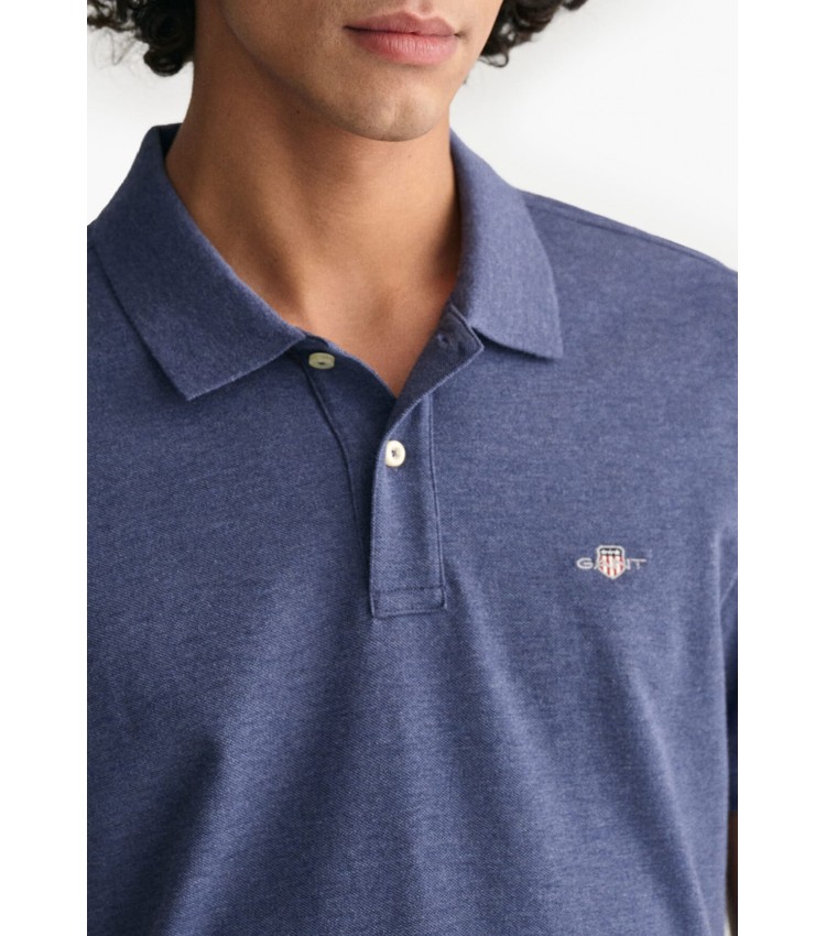 Men T-Shirts Polo.Original.M Blue Cotton GANT