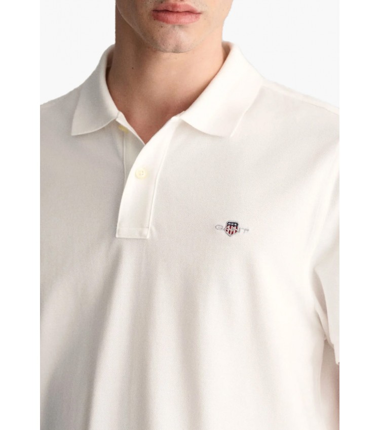 Men T-Shirts Polo.Original.M White Cotton GANT