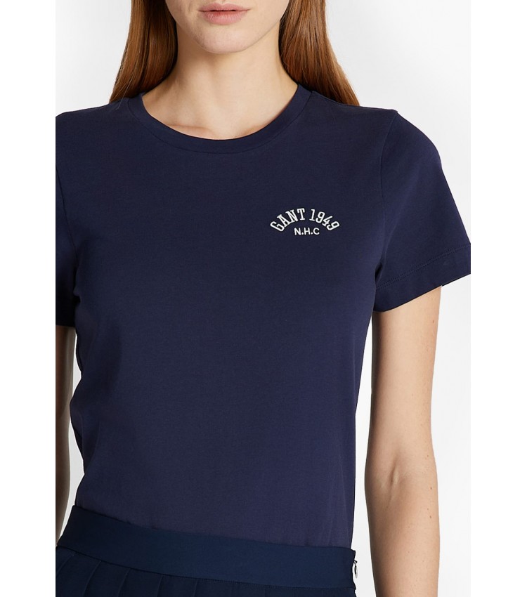 Women T-Shirts - Tops Reg.Arch DarkBlue Cotton GANT