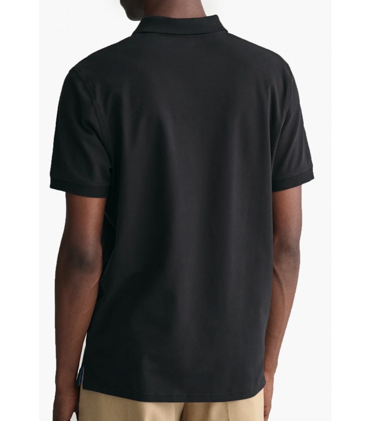 Men T-Shirts Reg.Contrast Black Cotton GANT