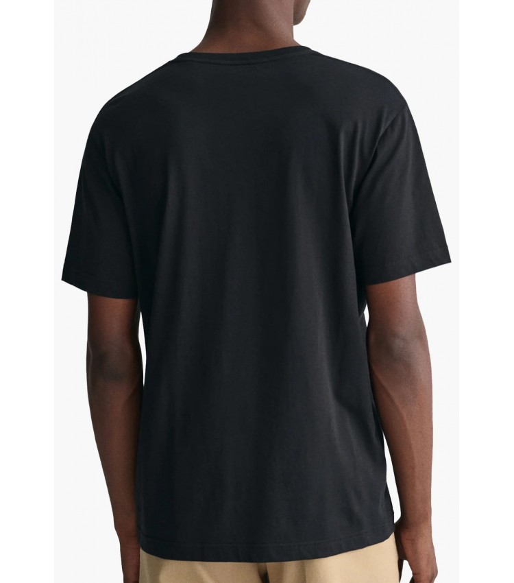 Men T-Shirts Reg.Emb Black Cotton GANT