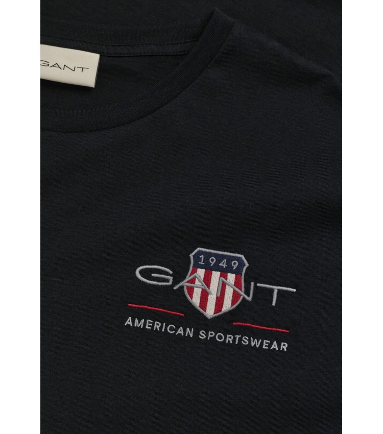 Men T-Shirts Reg.Emb Black Cotton GANT