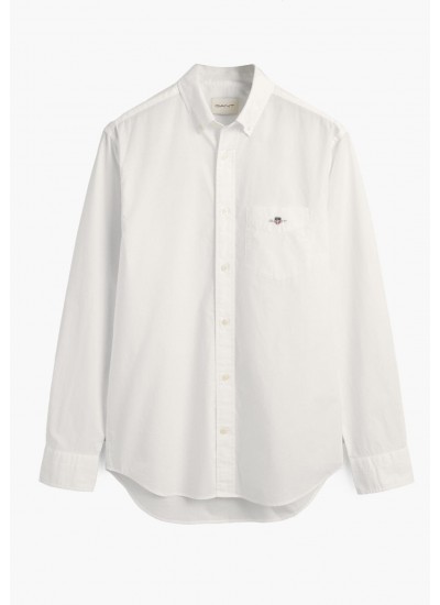 Men Shirts Reg.Poplin White Cotton GANT