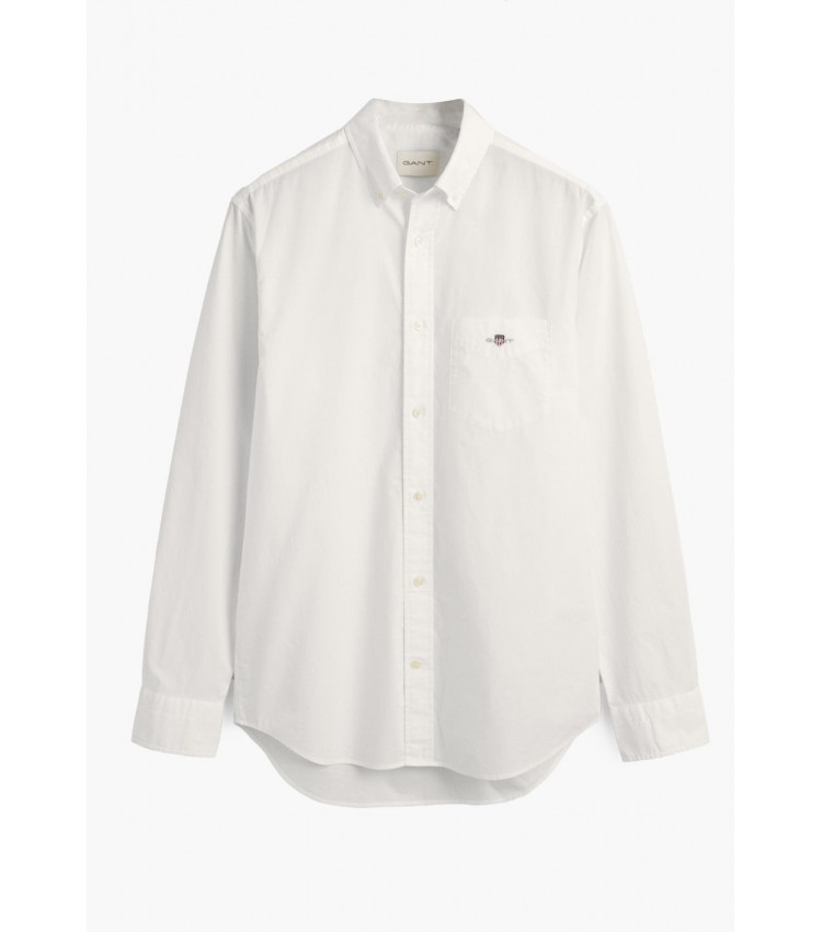 Men Shirts Reg.Poplin White Cotton GANT