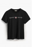 Women T-Shirts - Tops Reg.Printed Black Cotton GANT