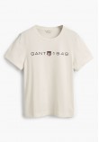 Women T-Shirts - Tops Reg.Printed White Cotton GANT