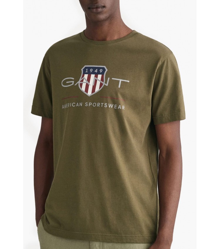 Men T-Shirts Reg.Shield Green Cotton GANT
