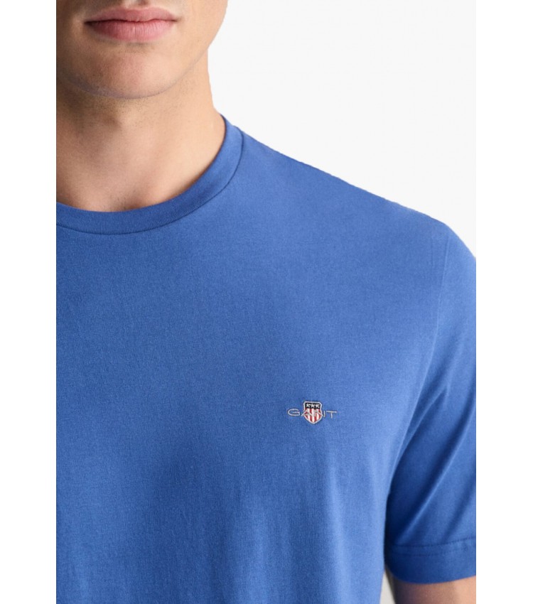 Men T-Shirts Reg.Ss2 Blue Cotton GANT