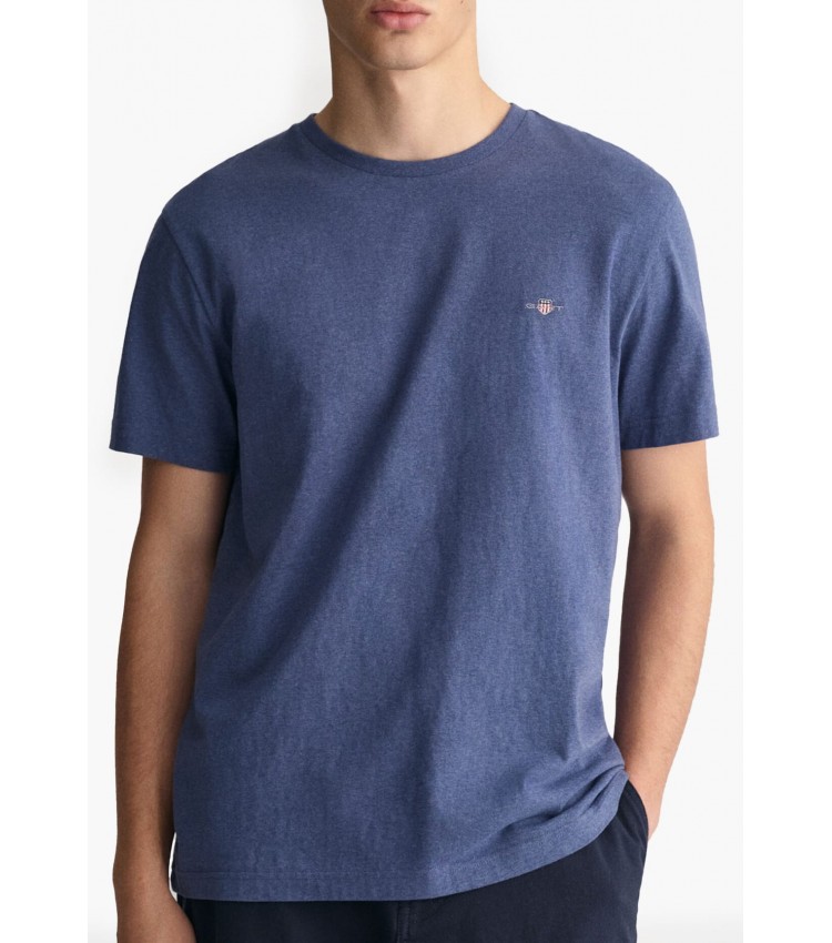 Men T-Shirts Reg.Ss Blue Cotton GANT