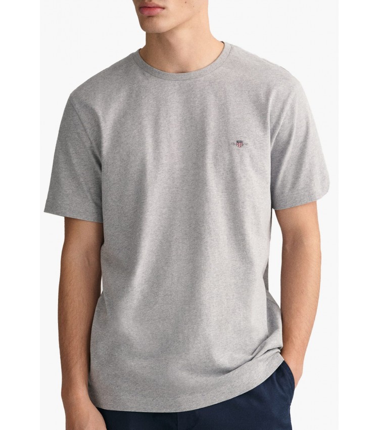Men T-Shirts Reg.Ss Grey Cotton GANT