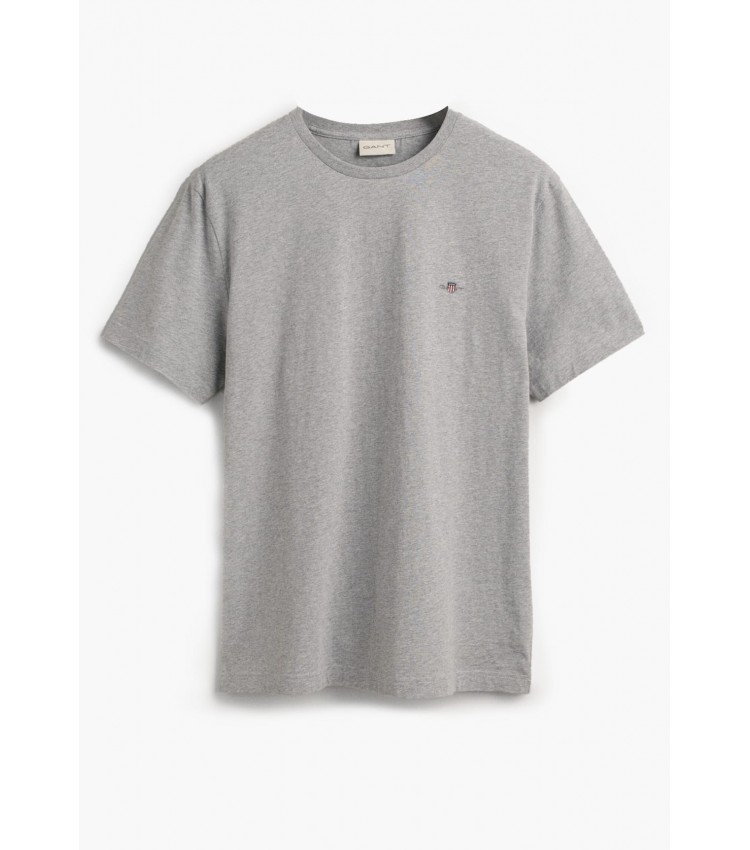 Men T-Shirts Reg.Ss Grey Cotton GANT