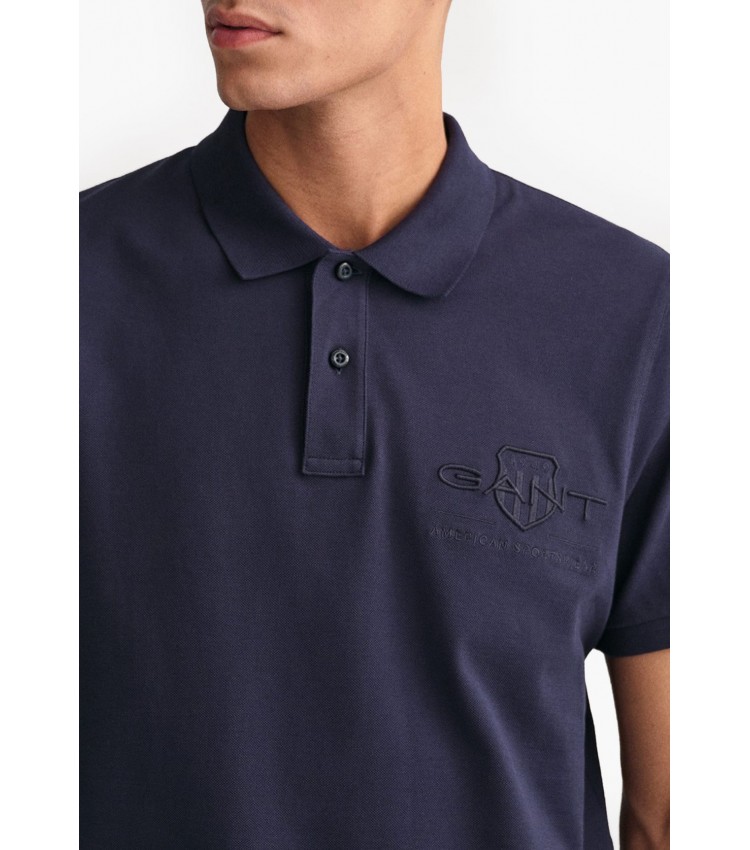 Men T-Shirts Reg.Tonal DarkBlue Cotton GANT