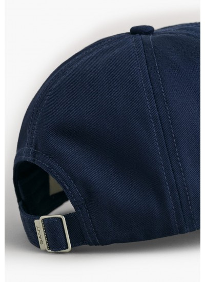 Ανδρικά Καπέλα Shield.Cap Σκούρο Μπλε Βαμβάκι GANT