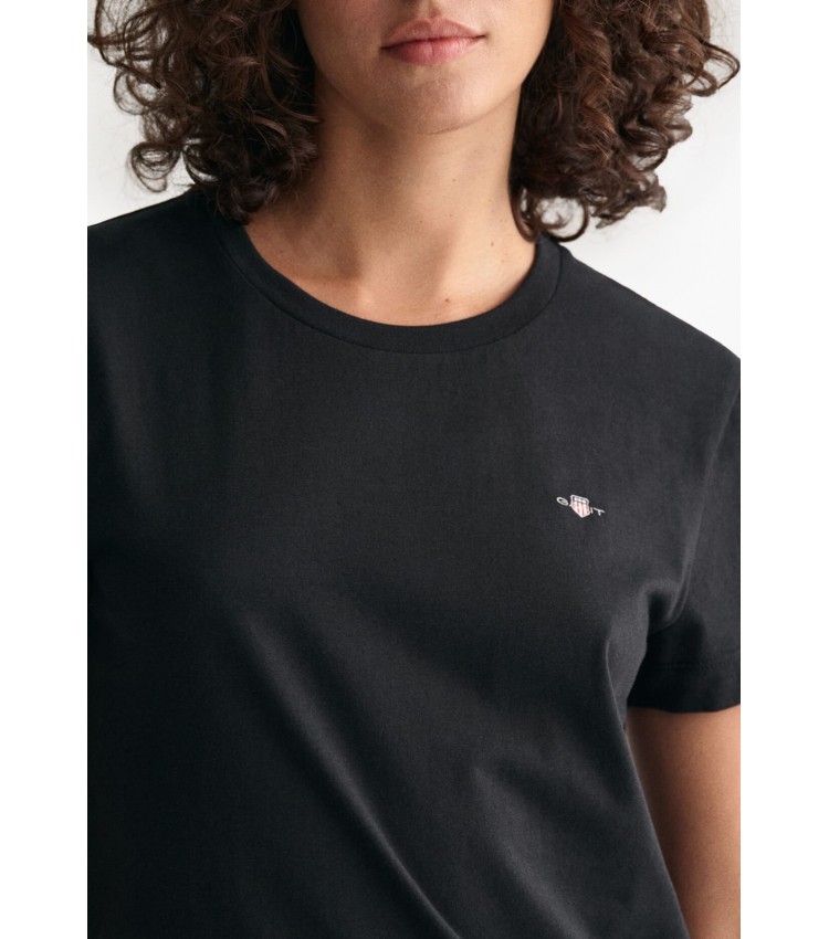 Women T-Shirts - Tops Shield.Rs Black Cotton GANT