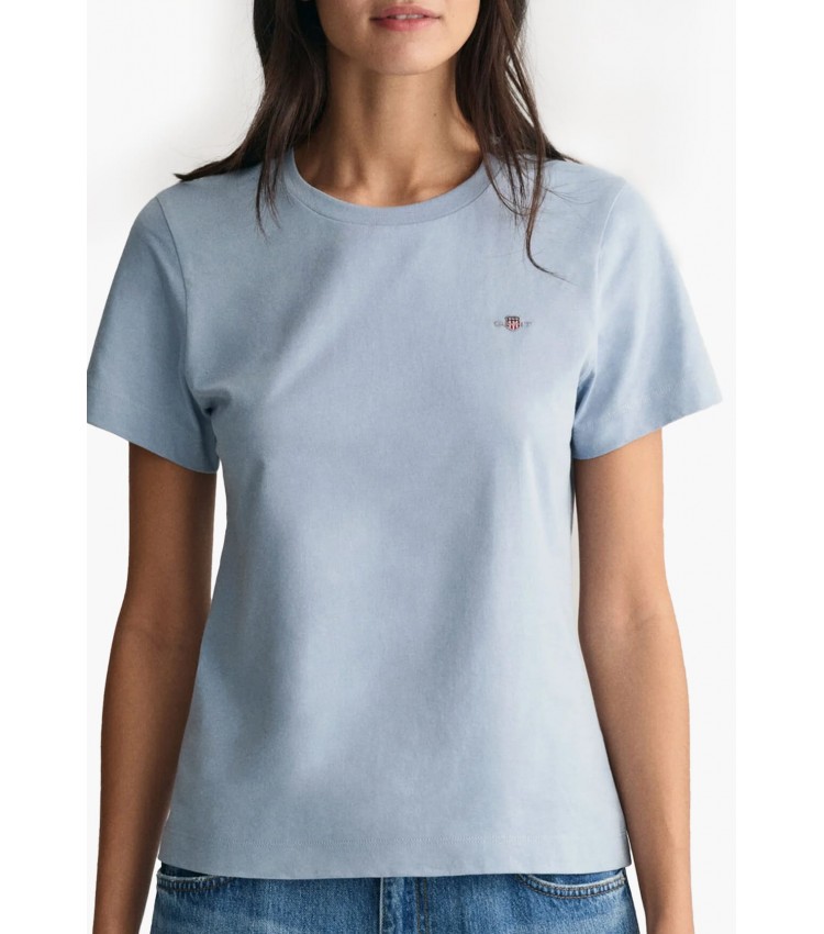 Women T-Shirts - Tops Shield.Rs LightBlue Cotton GANT