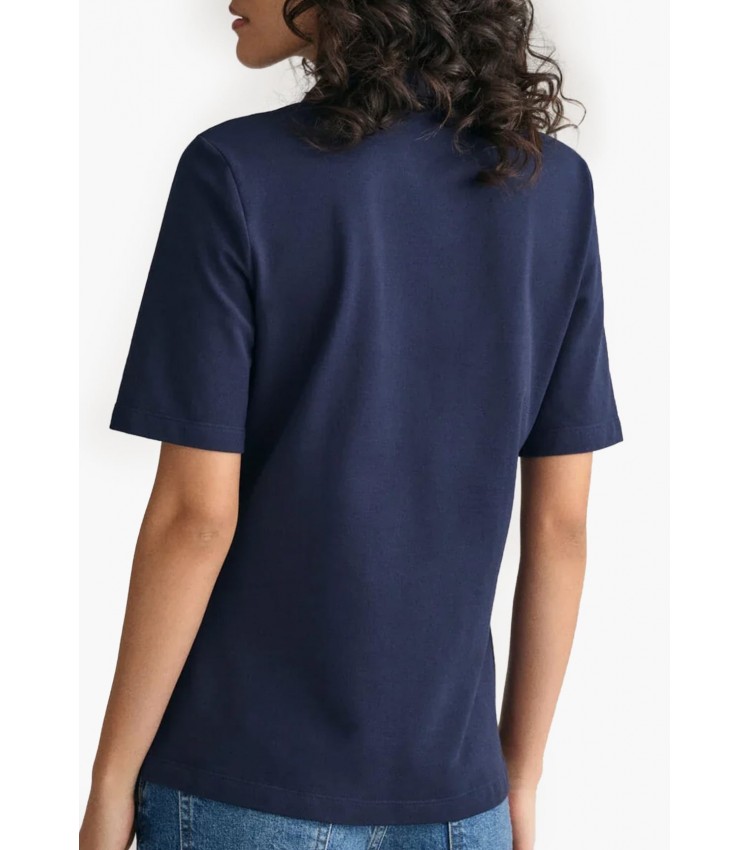 Women T-Shirts - Tops Slim.Printed DarkBlue Cotton GANT