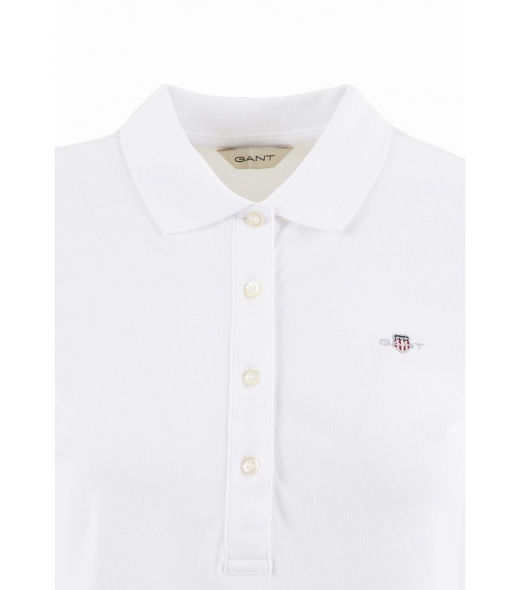 Γυναικείες Μπλούζες - Τοπ Slim.Printed Άσπρο Βαμβάκι GANT