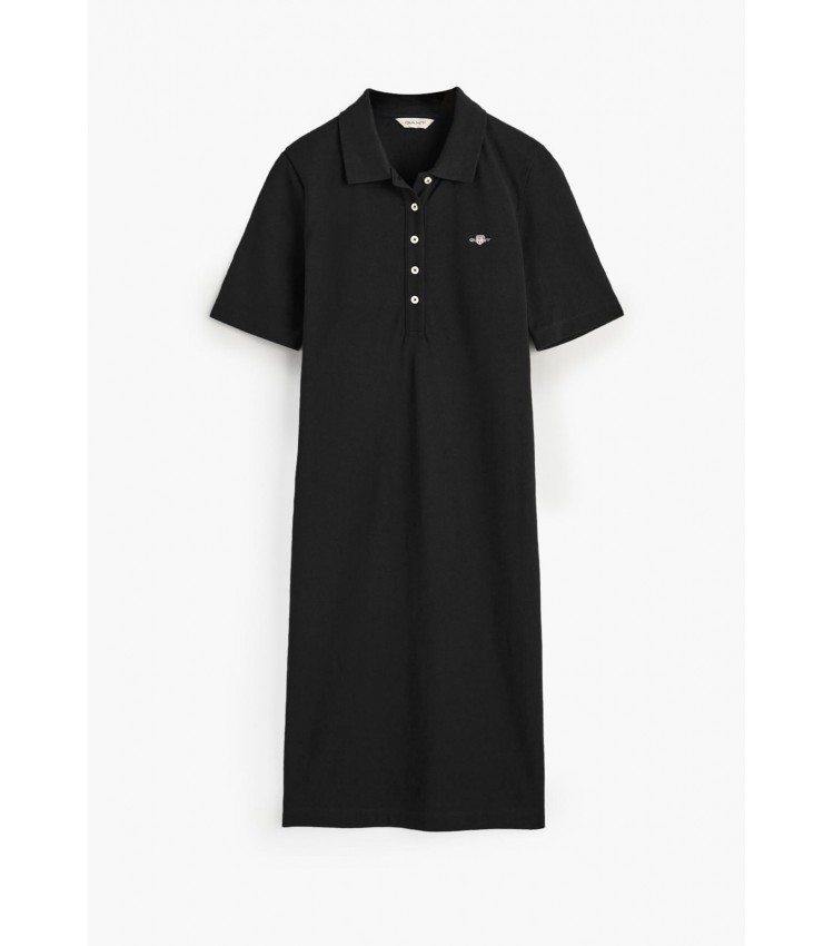 Women Dresses - Bodysuits Ss.Dress Black Cotton GANT