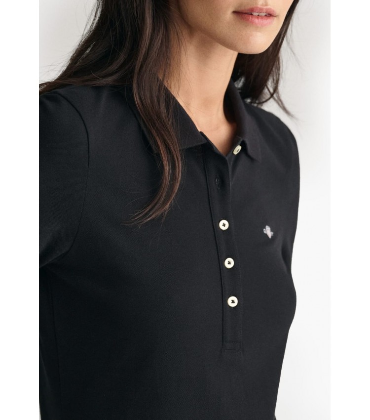 Women Dresses - Bodysuits Ss.Dress Black Cotton GANT