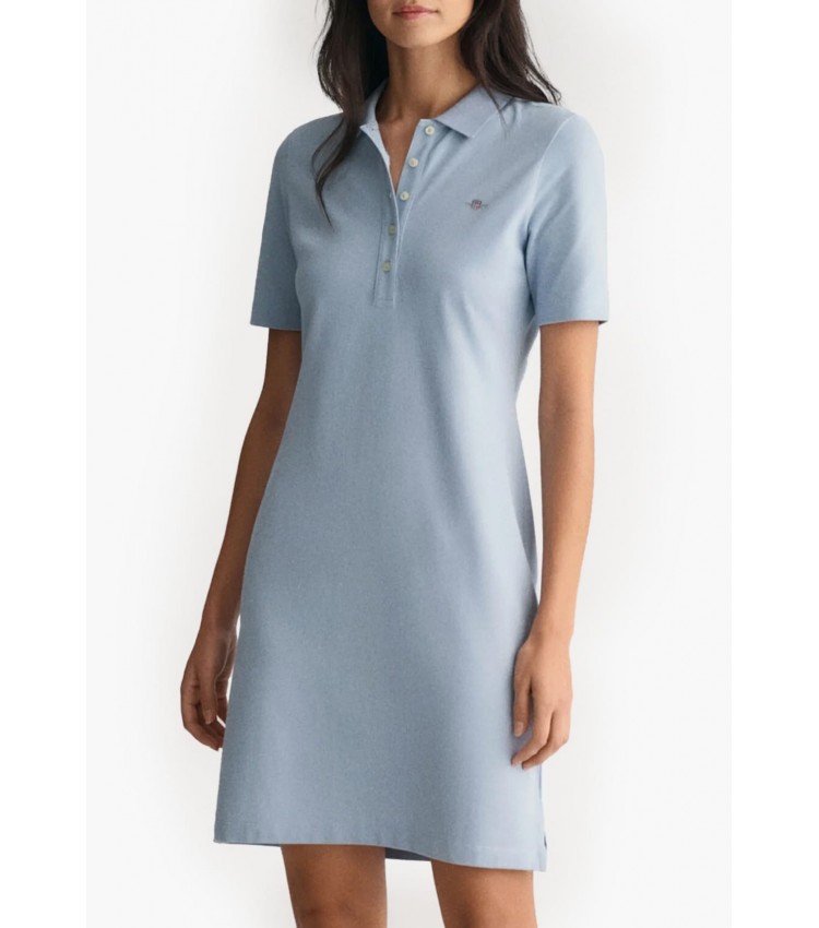 Women Dresses - Bodysuits Ss.Dress LightBlue Cotton GANT