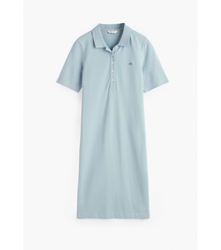 Women Dresses - Bodysuits Ss.Dress LightBlue Cotton GANT