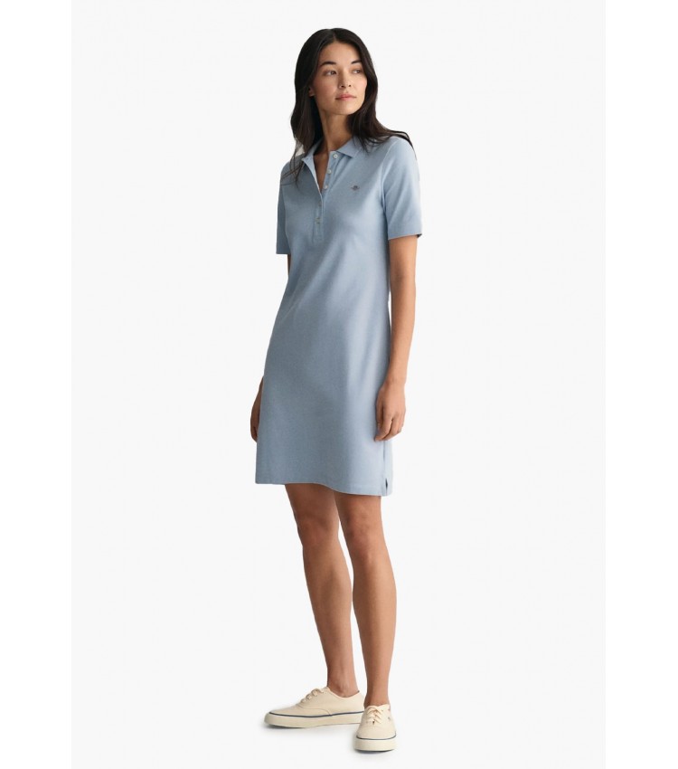 Women Dresses - Bodysuits Ss.Dress LightBlue Cotton GANT