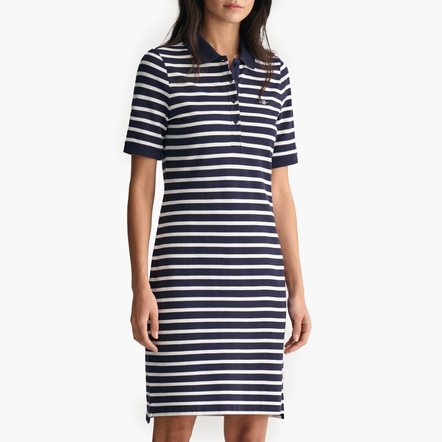 Γυναικεία Φορέματα - Ολόσωμες Φόρμες Striped.Dress Σκούρο Μπλε Βαμβάκι GANT Φορέματα - Ολόσωμες Φόρμες Gant Striped.Dress-DarkBlue