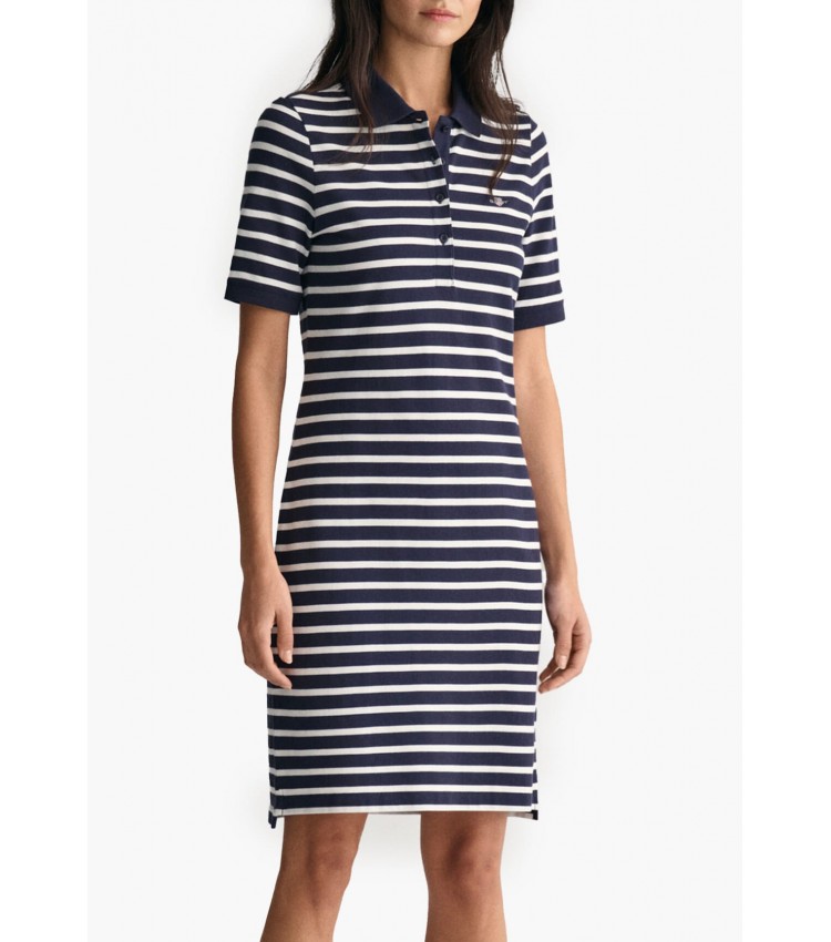 Γυναικεία Φορέματα - Ολόσωμες Φόρμες Striped.Dress Σκούρο Μπλε Βαμβάκι GANT