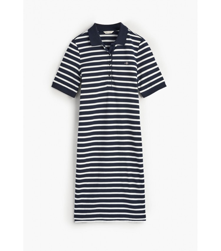 Women Dresses - Bodysuits Striped.Dress DarkBlue Cotton GANT