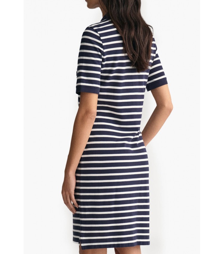 Γυναικεία Φορέματα - Ολόσωμες Φόρμες Striped.Dress Σκούρο Μπλε Βαμβάκι GANT