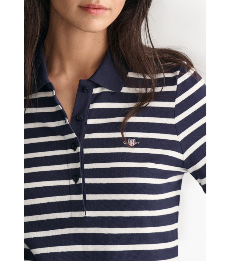 Women Dresses - Bodysuits Striped.Dress DarkBlue Cotton GANT