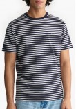 Men T-Shirts Striped.Shirt DarkBlue Cotton GANT