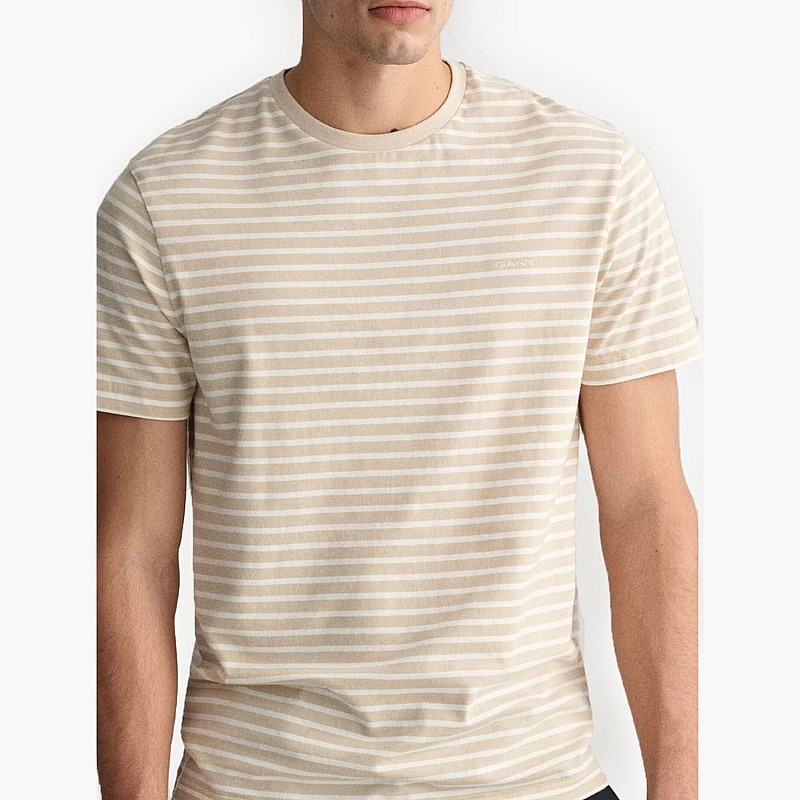 Ανδρικές Μπλούζες Striped.Shirt Μπεζ Βαμβάκι GANT