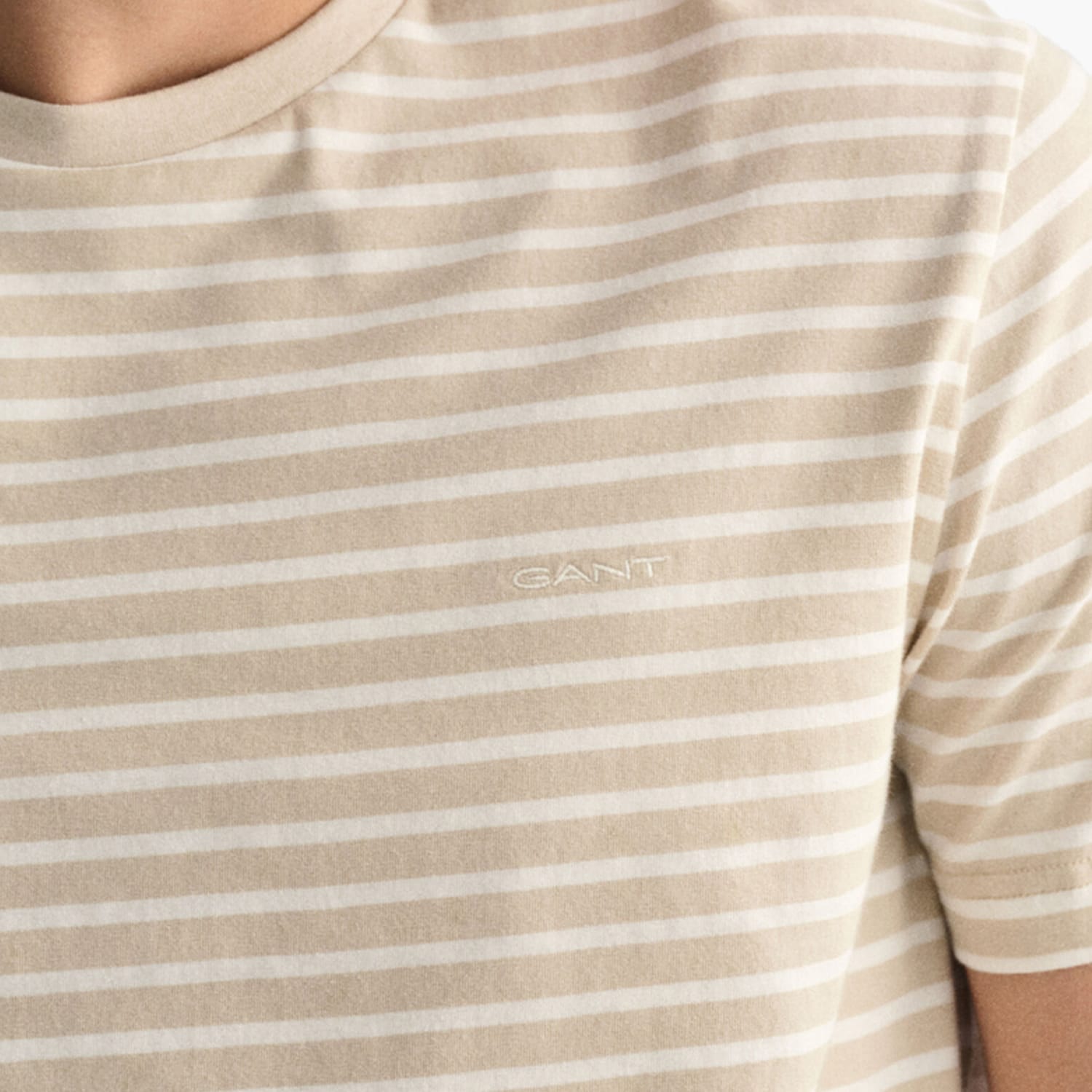 Ανδρικές Μπλούζες Striped.Shirt Μπεζ Βαμβάκι GANT