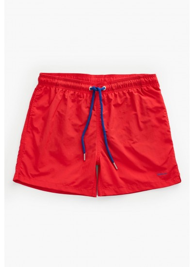 Men Swimsuit Swimshort Red Polyester GANT