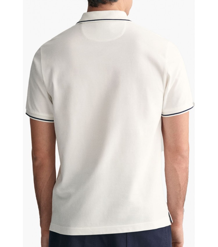 Men T-Shirts Tipping.Rugger White Cotton GANT