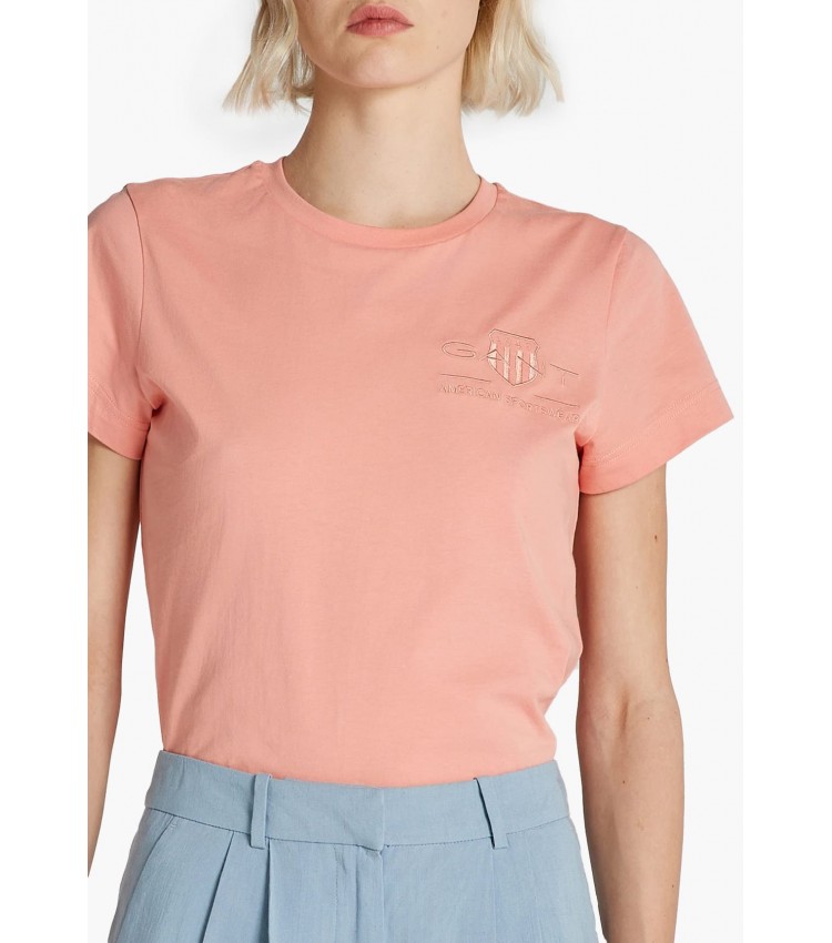 Women T-Shirts - Tops Tonal.Ss Pink Cotton GANT