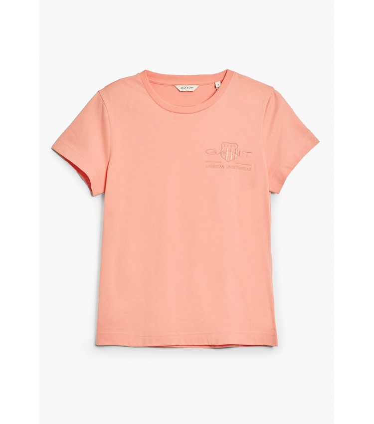 Women T-Shirts - Tops Tonal.Ss Pink Cotton GANT