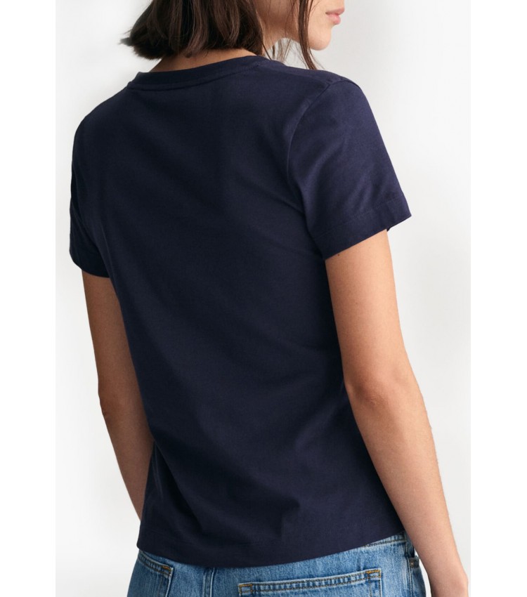 Γυναικείες Μπλούζες - Τοπ Vn.Shield Σκούρο Μπλε Βαμβάκι GANT