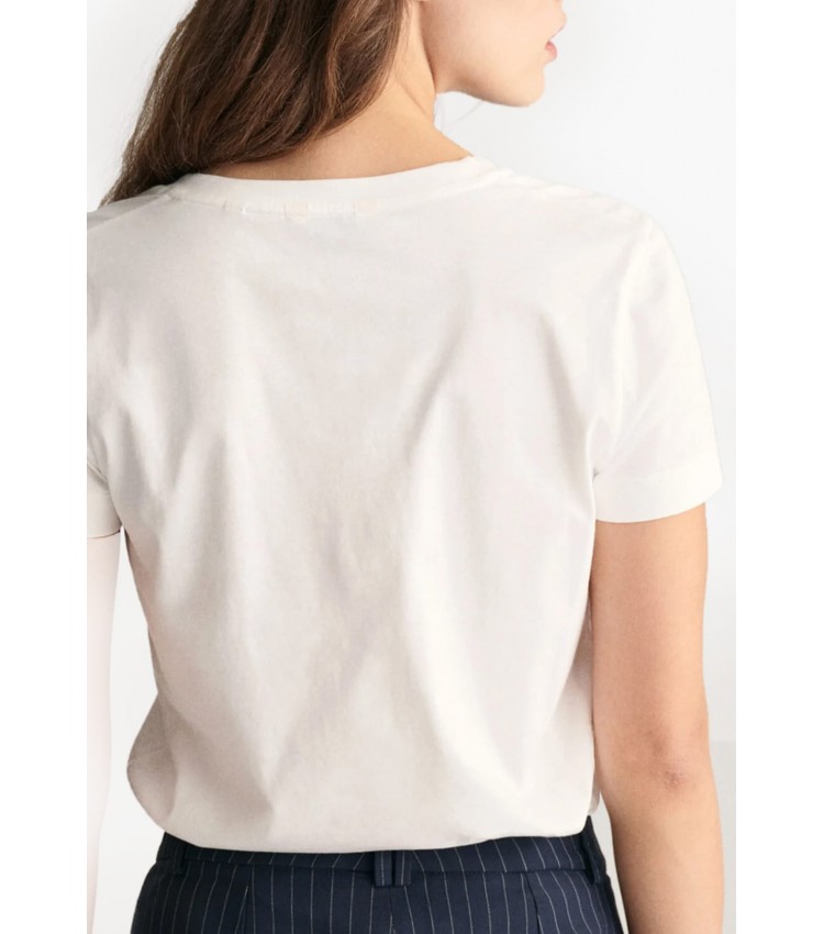Γυναικείες Μπλούζες - Τοπ Vn.Shield Άσπρο Βαμβάκι GANT